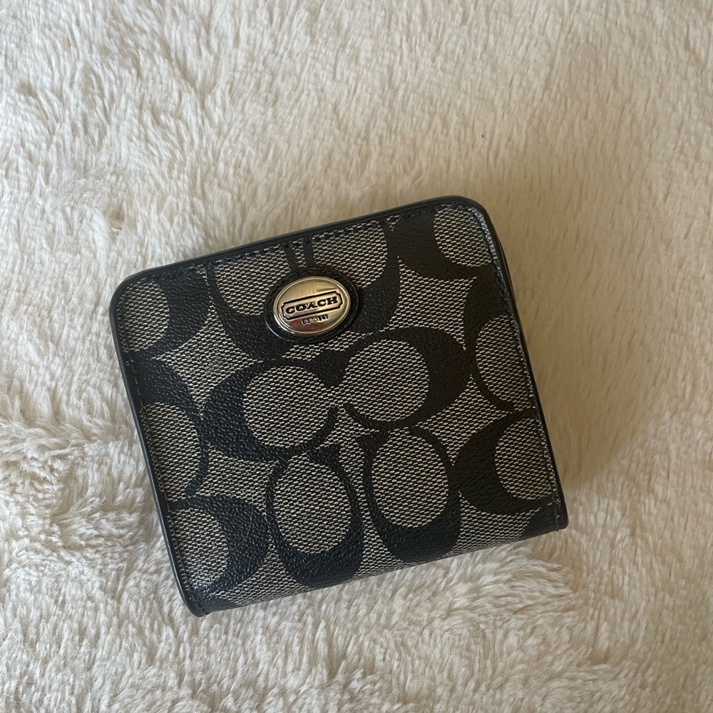 Coach Signature Black and Gray Wallet